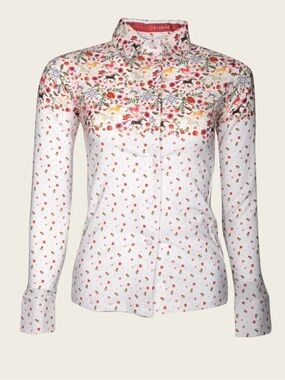 JOIE Colorful Horses Flowers  Equestrian Button Up Shirt From ESPOIR S
